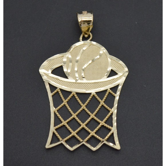 Real 10k Solid Yellow Gold Basket Ball Sports Charm Pendant 3.0 gr 40.9 mm - Picture 1 of 6